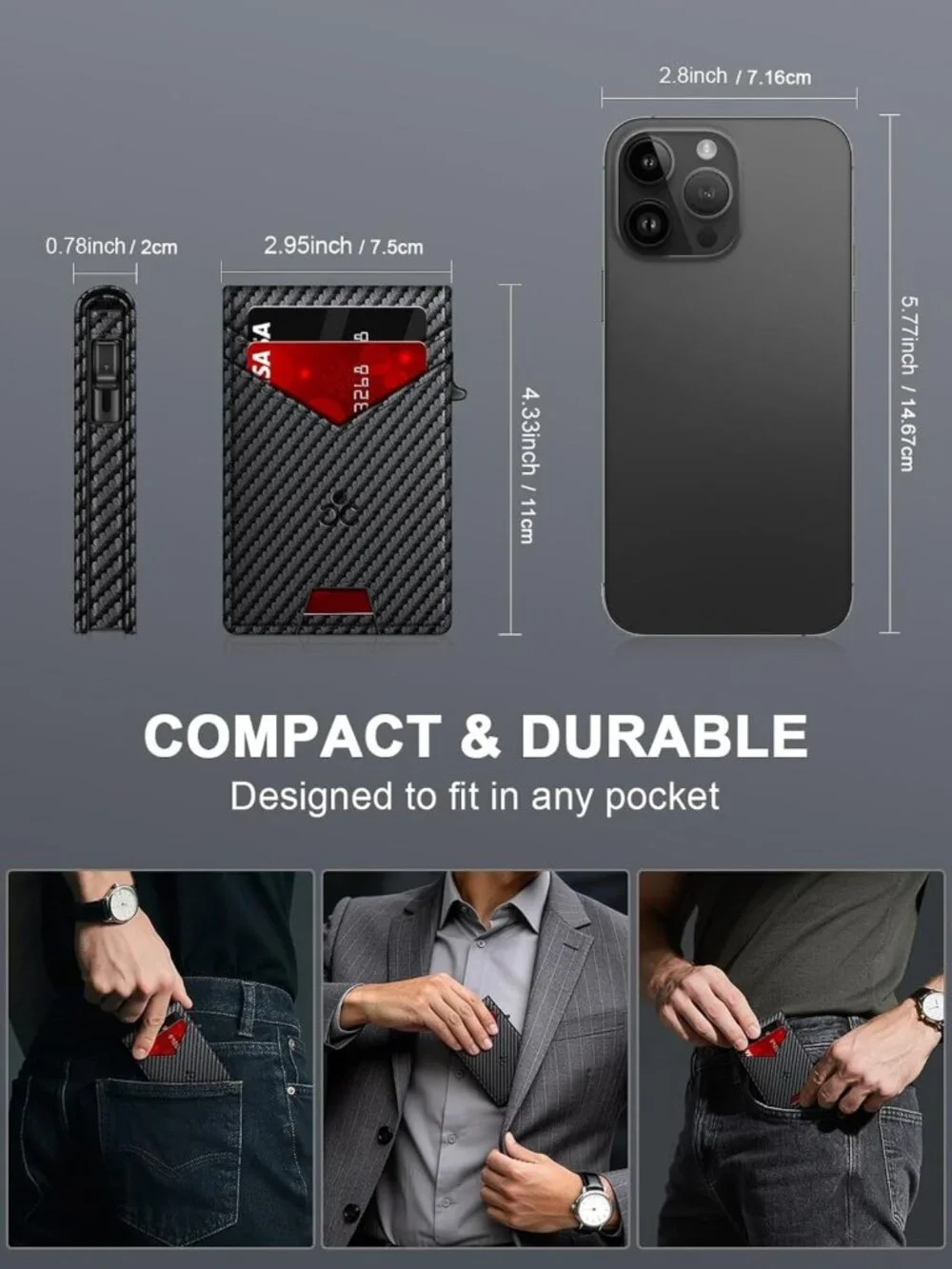 RFID Blocking Minimalist Wallet for Men | Slim Card Holder for 12-14 Cards